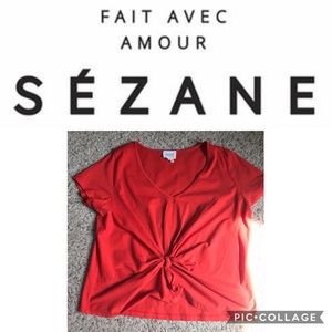 Sezane Knot Front V-Neck Tee